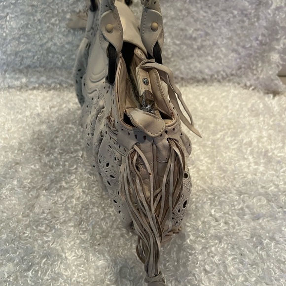 SALVATORE FERRAGAMO Leather Neutral Perforated Shoulder Bag - Picture 5 of 14